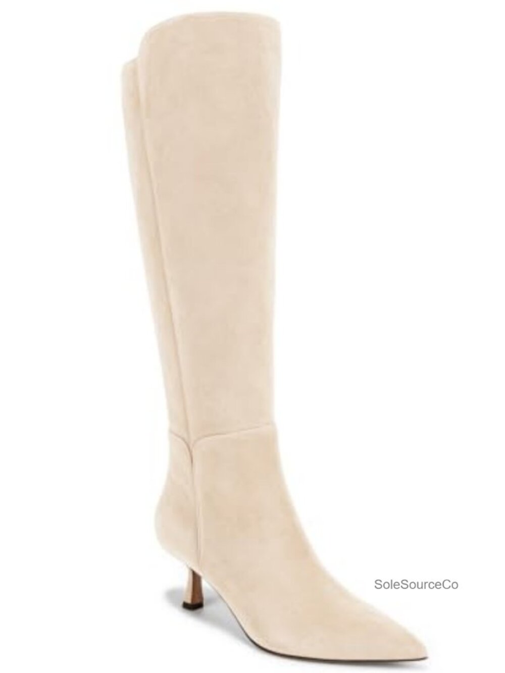 Womens Knee High Boots Kitten Heel Pointed Toe Zip Dress Tall Boots